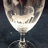 Authentic Vintage Rowland Ward Nairobi Kenya African Big Game etched Antelope Crystal tumbler with stem Glass