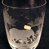 Authentic Vintage Rowland Ward Nairobi Kenya African Big Game etched Crystal Tumbler Glass Elephant