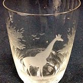 Authentic Vintage Rowland Ward Nairobi Kenya African Big Game etched Crystal Tumbler Glass Giraffe